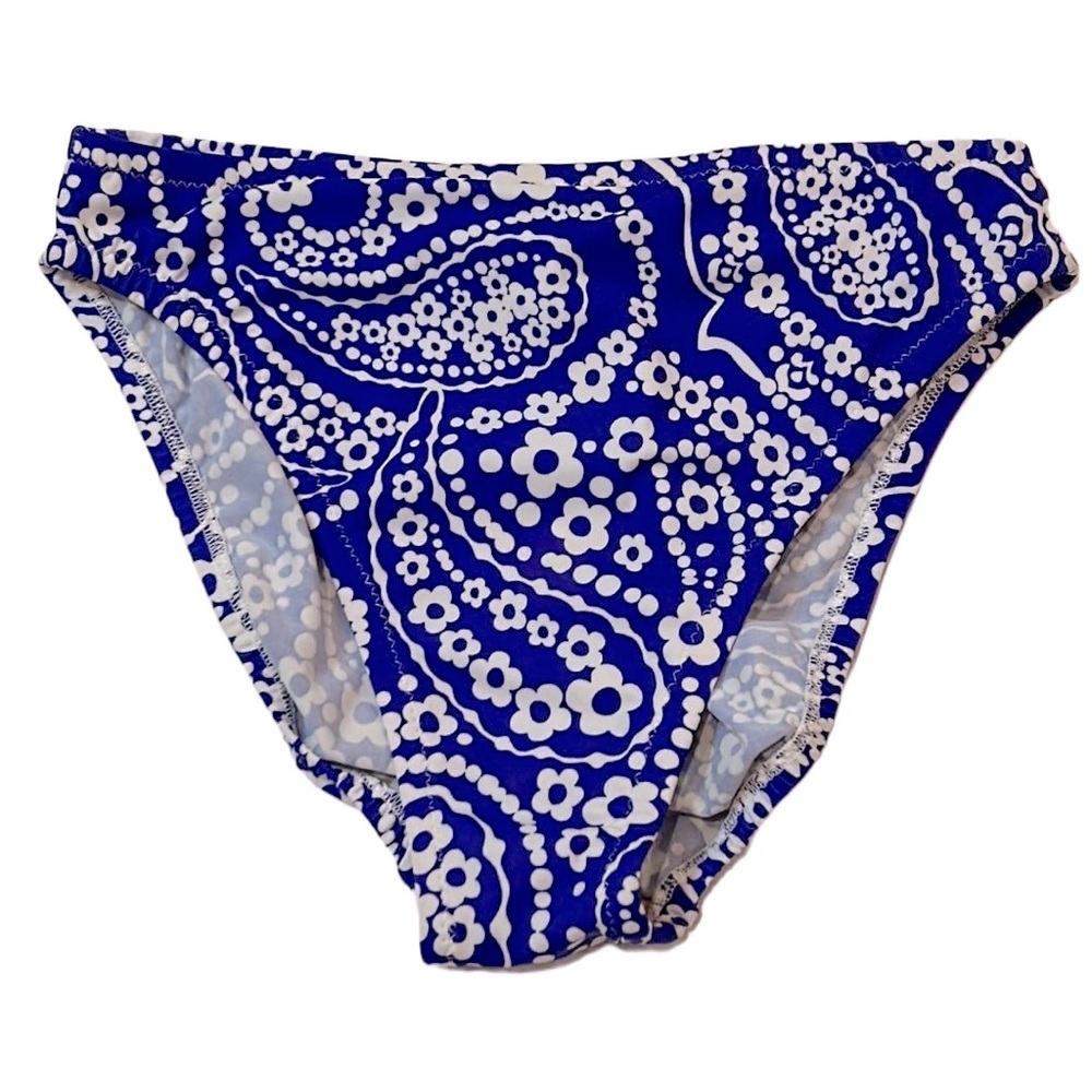 JSC Swim Purple White Tropical Hawaiian Mid Rise Bikini Bathing Suit Bottoms